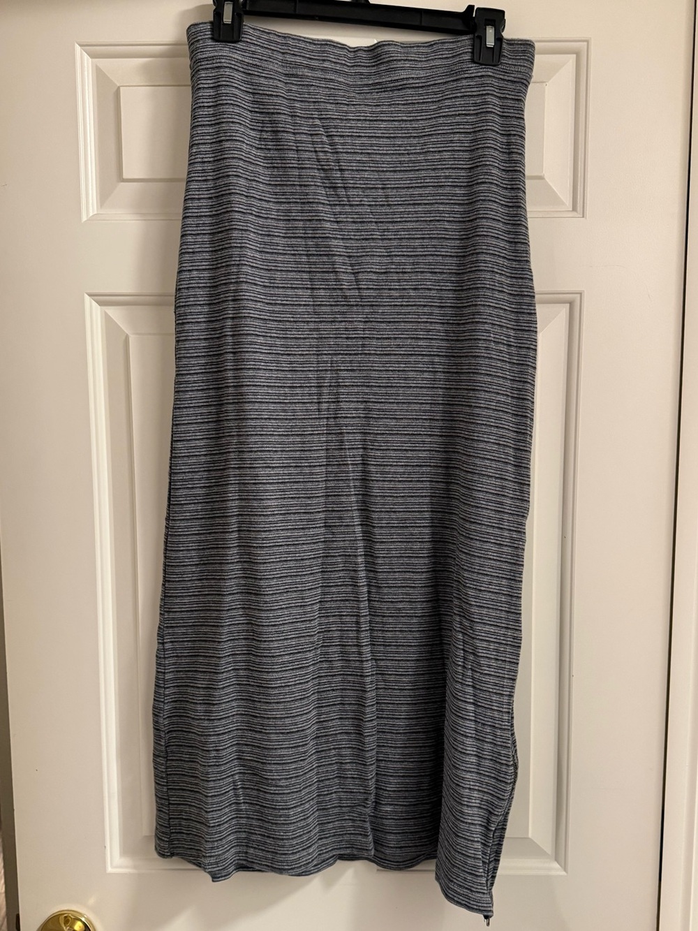 bp Gray Striped Maxi Skirt with Zippered Side Slit - Size Medium